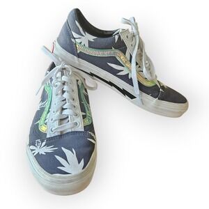 Vans Old Skool Customs Palm Leaf Iridescent Lightning Bolt Sneakers Womens 8